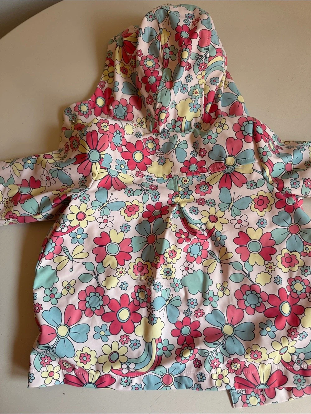 Little Me Toddler 18 Month Pink & Blue Floral Hooded Raincoat with Soft Lining